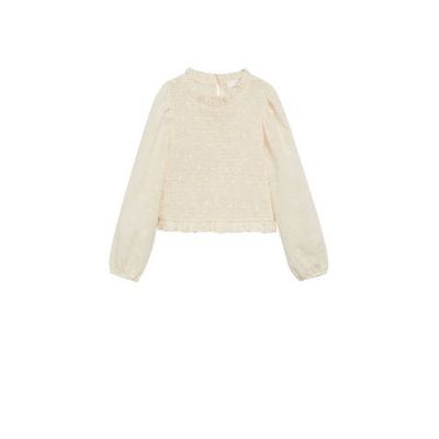 Mango Kids top met textuur naturel wit