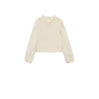 Mango Kids top met textuur naturel wit - thumbnail