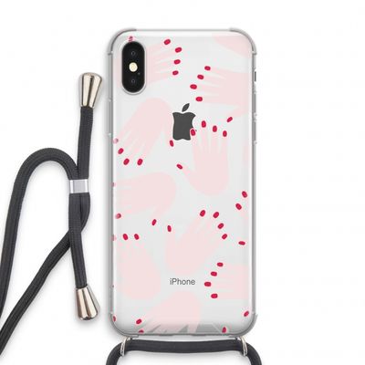 Hands pink: iPhone X Transparant Hoesje met koord
