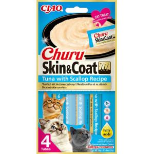 Inaba Churu Skin & Coat met tonijn en Sint-jakobsschelp kattensnack 48 x 14 g