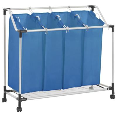 VidaXL Wassorteerder met 4 zakken staal blauw