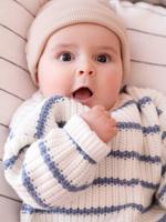 Marine trui voor baby's met opening aan de achterkant blauw