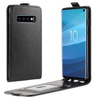 Samsung Galaxy S10 Verticale Flip Case met Kaartsleuf - Zwart - thumbnail