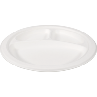 Depa Bord | rond | 3-vaks | bagasse (suikerrietpulp) | Ø26cm | wit | 500 stuks