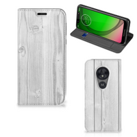 Motorola Moto G7 Play Book Wallet Case White Wood - thumbnail