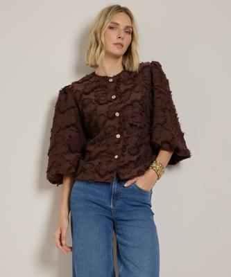jacquard blazer met pofmouw jacquard blazer met pofmouw