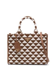 Prada petit sac cabas Symbole en jacquard - Marron