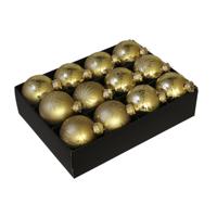 Kerstballen - 12 stuks - goud - 7.5 cm - kerstversiering