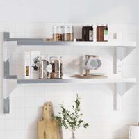 Wandschap 2-laags 100x23,5x60 cm roestvrijstaal zilverkleurig