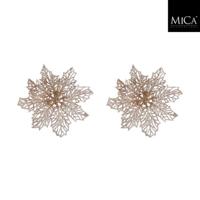 Mica Decorations Clip Poinsettia 3x13.5 cm 2 Stuks Champagne