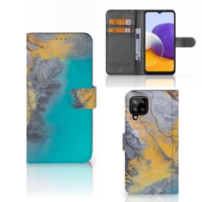 Samsung Galaxy A22 4G | M22 | Bookcase | Marble Blue Gold
