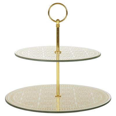 Etagere 2 laags - goud - glas - D25 x H25 cm - Hightea - Taartjes - Decoratief - Serveerschaal