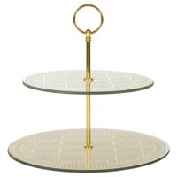 Etagere 2 laags - goud - glas - D25 x H25 cm - Hightea - Taartjes - Decoratief - Serveerschaal