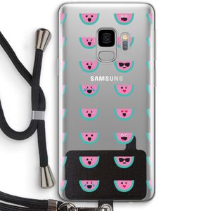 Smiley watermeloenprint: Samsung Galaxy S9 Transparant Hoesje met koord