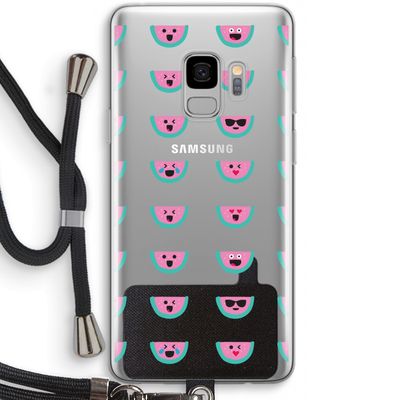 Smiley watermeloenprint: Samsung Galaxy S9 Transparant Hoesje met koord