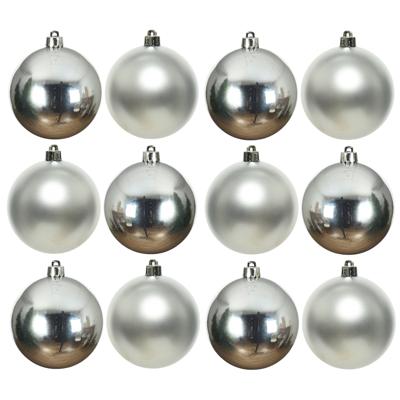 Decoris Kerstballen - 12x st - zilver - 10 cm - kunststof - kerstversiering