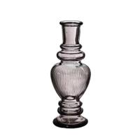 Bloemenvaas Venice - kleine stelen/boeketten - gekleurd glas - ribbel grijs smoke - D5,7 x H15 cm