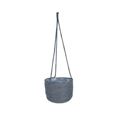 Ter Steege Hangende plantenpot/bloempot - jute/zeegras - D17 x H14 cm - grijs