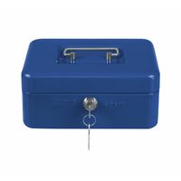 AMIG Geldkistje met 2 sleutels - blauw - staal - 25 x 18 x 9 cm - inbraakbeveiliging - Geldkistjes