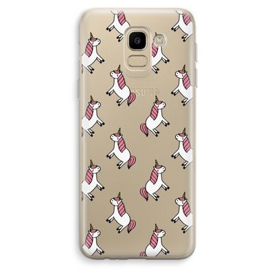 Eenhoorns overal: Samsung Galaxy J6 (2018) Transparant Hoesje