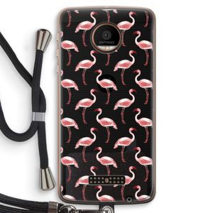 Flamingoprint groen: Motorola Moto Z Force Transparant Hoesje met koord