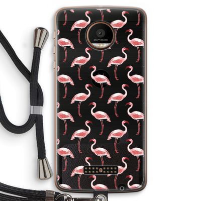 Flamingoprint groen: Motorola Moto Z Force Transparant Hoesje met koord
