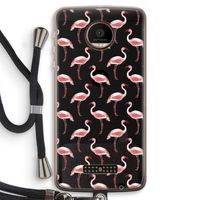 Flamingoprint groen: Motorola Moto Z Force Transparant Hoesje met koord