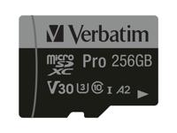 Verbatim Pro microSDXC-kaart 256 GB UHS-Class 3 4K-video-ondersteuning, A2-vermogensstandaard, Incl. SD-adapter, Schokbestendig, Waterdicht - thumbnail