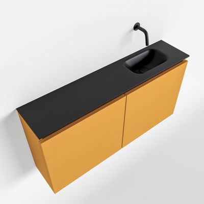 Toiletmeubel Mondiaz Ture | 100 cm | Meubelkleur Ocher | Eden wastafel Urban Rechts | Zonder kraangat