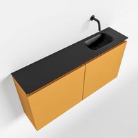 Toiletmeubel Mondiaz Ture | 100 cm | Meubelkleur Ocher | Eden wastafel Urban Rechts | Zonder kraangat