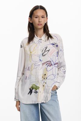 Collage vloeiend overhemd - WHITE - XL