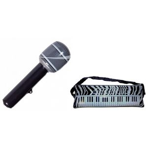 Set 2x opblaasbare muziek instrumenten keyboard en microfoon