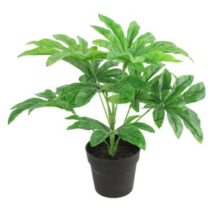 Kunstplant Fatsia in bloempot - Groen - 15 x 32 cm