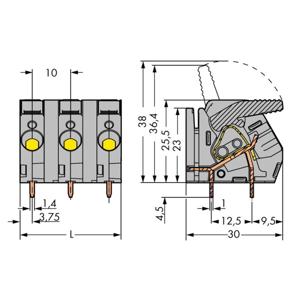 WAGO 2706-255 Veerkrachtklemblok 6.00 mm² Aantal polen 5 Grijs 25 stuk(s)