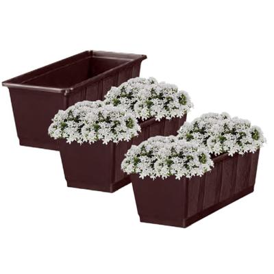 Plantenbak/bloembak - 3x - bruin - rechthoekig - 60 x 17,5 x 14,5 cm