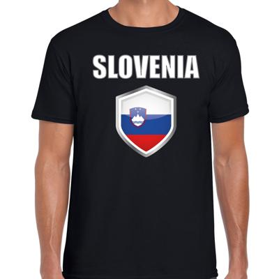 Slovenie vlag thema landen t-shirt - zwart - voor heren - Supporters kleding - korte mouwen