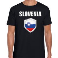 Slovenie vlag thema landen t-shirt - zwart - voor heren - Supporters kleding - korte mouwen