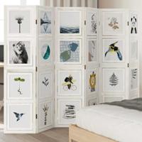 Kamerscherm met 6 panelen massief paulowniahout wit