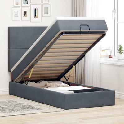 Ottoman bed met matrassen 140x190cm fluweel donkergrijs