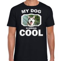 Honden liefhebber shirt Husky my dog is serious cool zwart voor heren - thumbnail