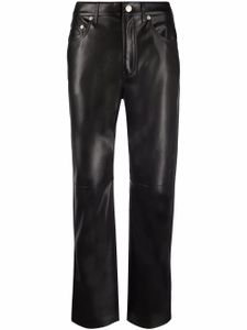 Nanushka pantalon droit court en cuir artificiel - Noir