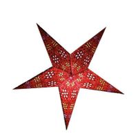 Decoratie kerstster - rood - 60 cm - papier - 5 punten - glitters - thumbnail
