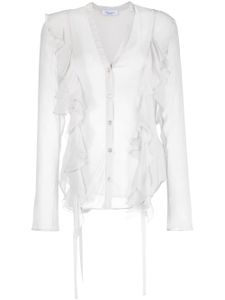 Blumarine blouse en soie à volants - Gris