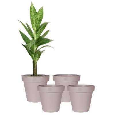 Pro Garden Bloempot - 4x - taupe - rond - D50 cm - kunststof - plantenpot - tuin buiten