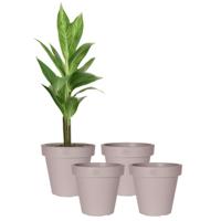 Pro Garden Bloempot - 4x - taupe - rond - D50 cm - kunststof - plantenpot - tuin buiten