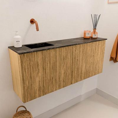 Toiletmeubel Mondiaz Joya Dlux | 100 cm | Meubelkleur Oak | Faye wastafel Lava Wasbak Links | Zonder kraangat(en)