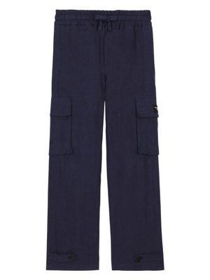 Dolce & Gabbana Kids pantalon droit à logo appliqué - Bleu