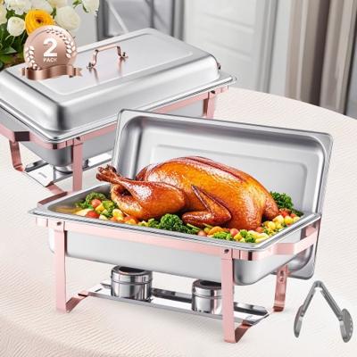 VEVOR Chafing Dish Set Voedselwarmer Roestvrij Staal 7.5L 2 stuks Buffet Roségoud