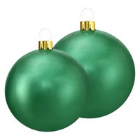 Grote opblaasbare decoratie kerstballen - 2x st - 45 en 65 cm - groen - thumbnail