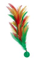 Verenpluim rood/ geel / groen buigbaar met speld en clip 30 cm